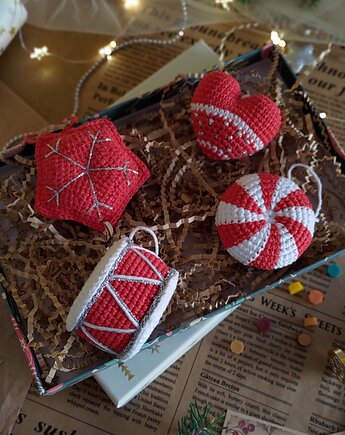 Zestaw ozdob na choinkę, Ozdoby świąteczne, Choinkowe zawieszki, EcoToysByNastya