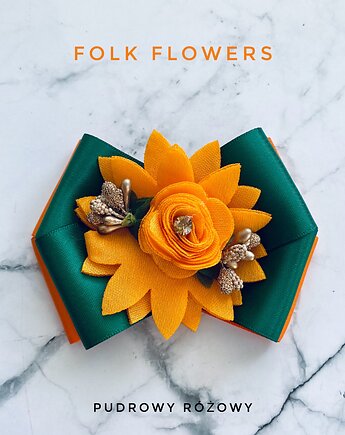 Brosza z kolekcji FOLK Flowers z kolorowym kwiatem New, Pudrowy Różowy