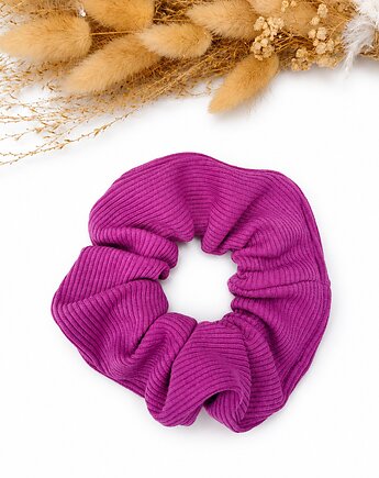 Frotka scrunchie z prążkowanej dzianiny - jagodowy, Moni Made of Natural Individuality