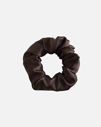 Jedwabna scrunchie gumka frotka midi brązowa, Zdunetti