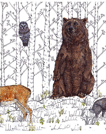 Zwierzęta leśne- grafika- ilustracja- plakat, BOSKE