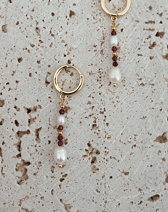 Kolczyki pozłacane Granat i Perły Naturalne, Chmolowska Jewellery