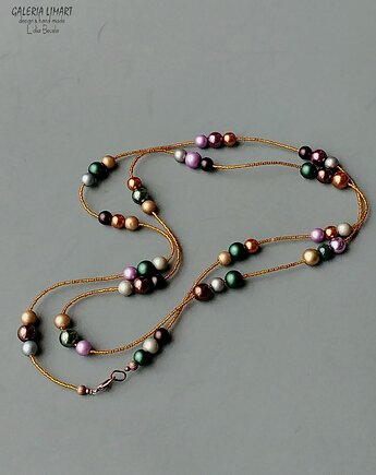 Naszyjnik w cudnych kolorach jesieni ze szklanych pereł super PREZENT  handmade, Galeria Limart