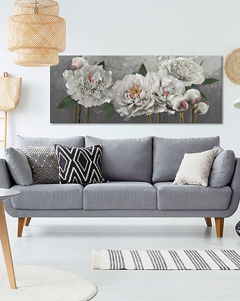 Obraz na płótnie KWIATY PIWONII- 147x60cm, LUdesign gallery