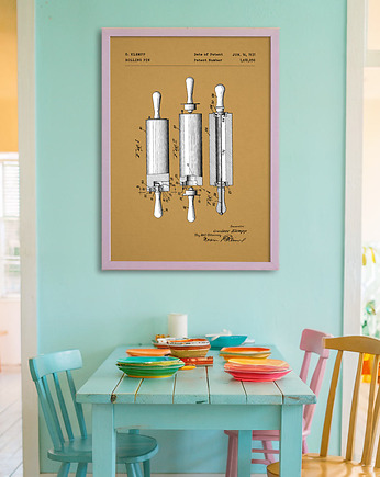 Plakat do kuchni - wałek do ciasta - patent techniczny, minimalmill
