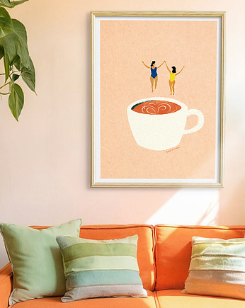 Plakat Kawa z przyjaciółką, minimalmill