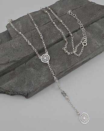 Dłuższy srebrny naszyjnik z labradorytami, RayOfArt