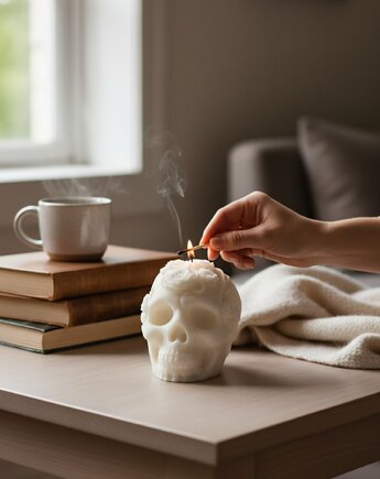 Świeca sojowa dekoracyjna czaszka Halloween, Oyka Candle
