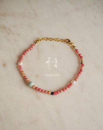 Bransoletka z rodonitu i kamieni