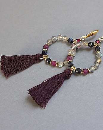Kolczyki Wianki boho vol. 2 /grey - burgund/, Katia i krokodyl