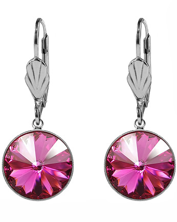 Kolczyki  różowe z kryształami Swarovskiego, Silver Violet