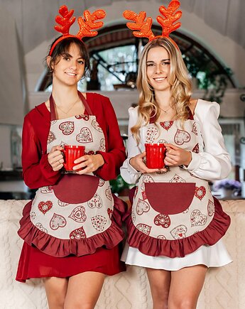 Uroczy Fartuszek Kuchenny z SERCEM - PREZENT na Walentynki dla Niej, Madame Mami