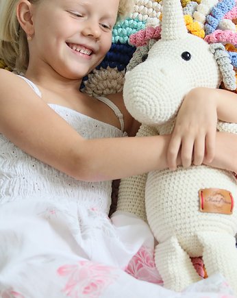 Beżowy handmade jednorożec w rozmiarze XL, Made of Weaves