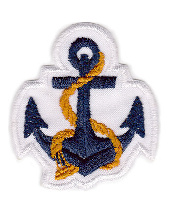 Naszywka naprasowanka KOTWICA GRANATOWO-ZŁOTA termoprzylepna haft 6x6,5cm, Wyszywane