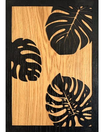 Drewniany obraz Monstera Liście 3D, Woodbe