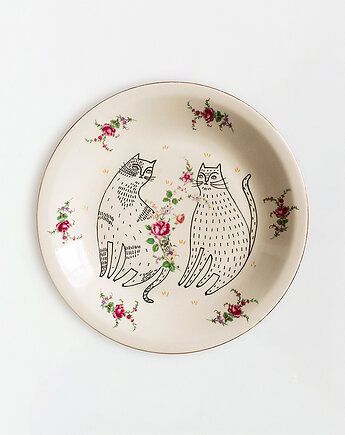 Talerz na ścianę - koty i kwiaty, EMPE artstudio