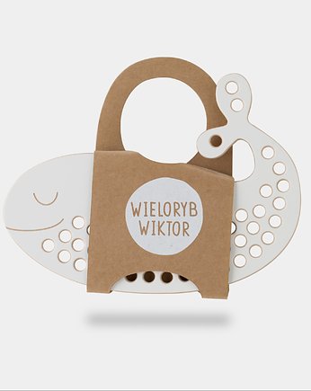 Wieloryb Wiktor - Drewniana przeplatanka Montessori, rozwój motoryki małej, Milin