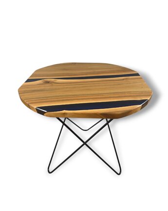 Stolik kawowy #5 DREWNO + ŻYWICA 60cm GRANATOWY, MA WOOD