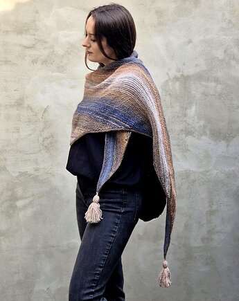 Piasek / szal z chwostami, agat handmade