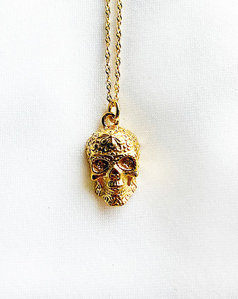 Złoty naszyjnik z czaszką, meksykańska czaszka, Anemon Atelier