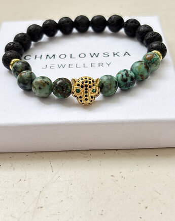Bransoletka męska Turkus Afrykański Tygrys, Chmolowska Jewellery