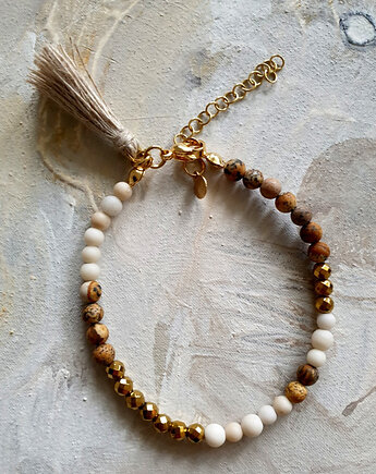 Bransoletka MULTI MIDI jaspis obrazkowy, kamień rzeczny,hematyt