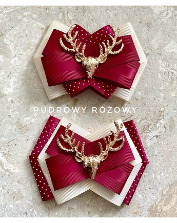 Brosza   z Reniferem New Collection Mikołajki Święta, Pudrowy Różowy