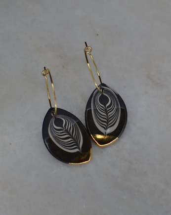 Kolczyki ceramiczne zdobione złotem #051, OSOBY - Prezent dla dwojga