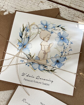 Kartka ręcznie robiona z okazji rocznicy komunii świętej - odnowienie przyrze, sorte