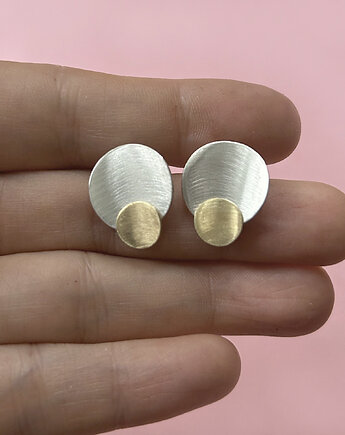 Kolczyki PLATES G, srebro 925, 24K złoto, Friedman Jewelry