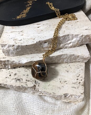 Naszyjnik wisiorek tygrysie oko, hematiti