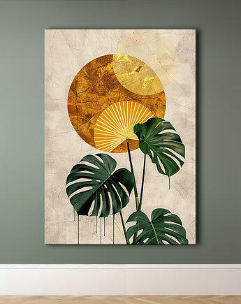 Monstera - Obraz na płótnie - Druk Blejtrama - Chiński Orient, Zen #60, Black Sapphire Art