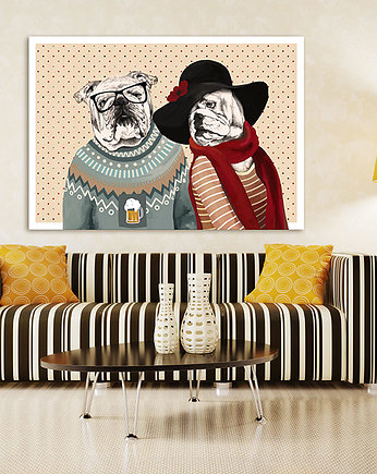 OBRAZ NA PŁÓTNIE -  100x70cm LOVE BULLDOG, LUdesign gallery