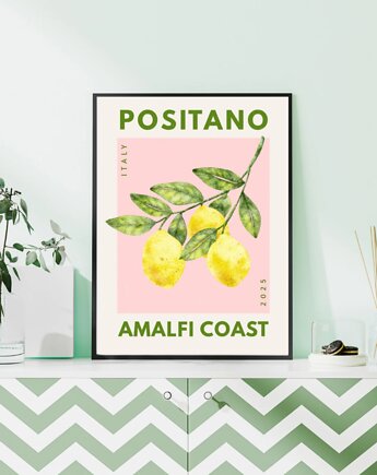 TRAVEL POSTER Positano Amalfi Włochy dekoracja ścienna, black dot studio
