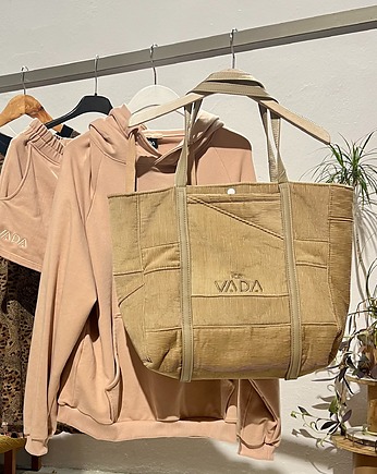 Shopper bag duża torba upcycling sztruks/baranek, VADA.PROJEKT