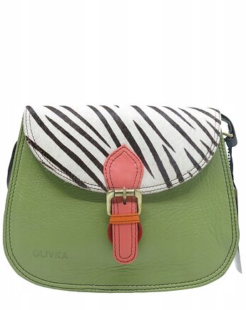 Torebka damska listonoszka skórzana klapka w zwierzęcy wzór eko OLIVKA, Olivka Warsaw