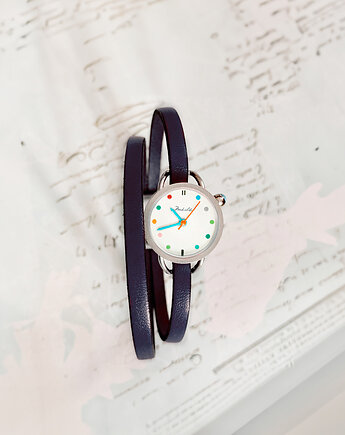 Prezent - Zegarek -multi Dots - navy blue pasek + Ball xmas, Makaliboo