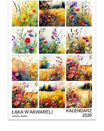 Kalendarz 2026 Łąka w akwareli 15x21 cm, JBJart Justyna Jaszke