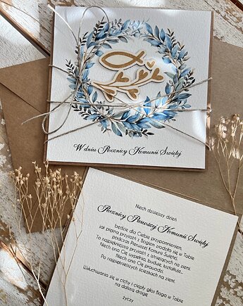 Kartka ręcznie robiona z okazji rocznicy komunii świętej - odnowienie przyrze, sorte