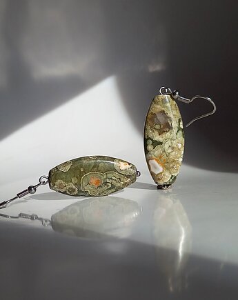 Jaspis ryolit kolczyki wiszące, mazuni