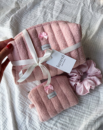 Zestaw Kosmetyczka & Portfelik & Scrunchie Soft Blush, Laveni