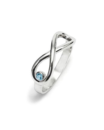 Infinity - Srebrny pierścionek z niebieskim topazem, Kuźnia Srebra