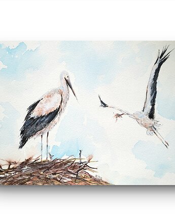 Obraz ręcznie malowany "Bociany", Galeria Alma
