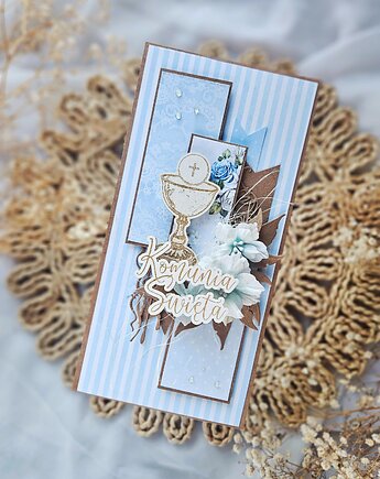 Kartka komunijna z kielichem, papierololo