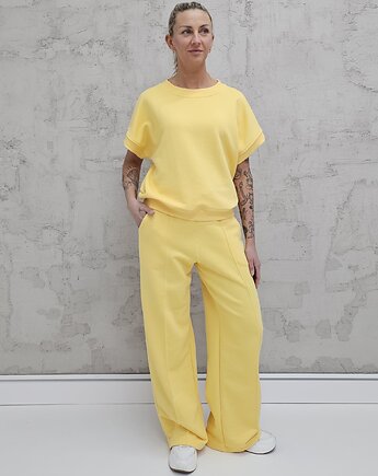 Chiara oversizowy komplet bezrękawnik i spodnie wide leg Butter Yellow, Ablush