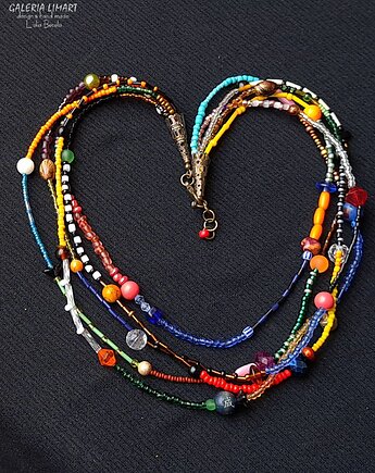 Boho. Bajecznie kolorowy naszyjnik z mnóstwa drobnych koralików modny PREZENT, Galeria Limart