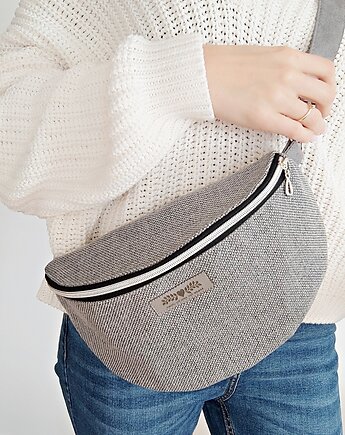 Szara nerka pleciony materiał boho na ramię, Made by Joan