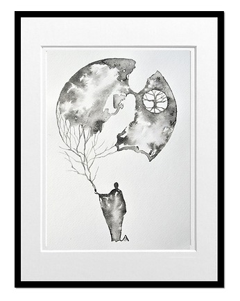 Więź grafika obraz malowany tuszem, Galeriai