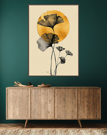 Miłorząb - Plakat, druk - Chiński Orient, Harmonia Zen, Roślinny #47, Black Sapphire Art
