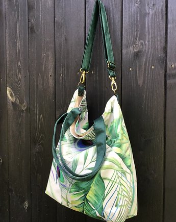 Torbay hobo XXL - print, pawie oczka, PRACOWNIA 166